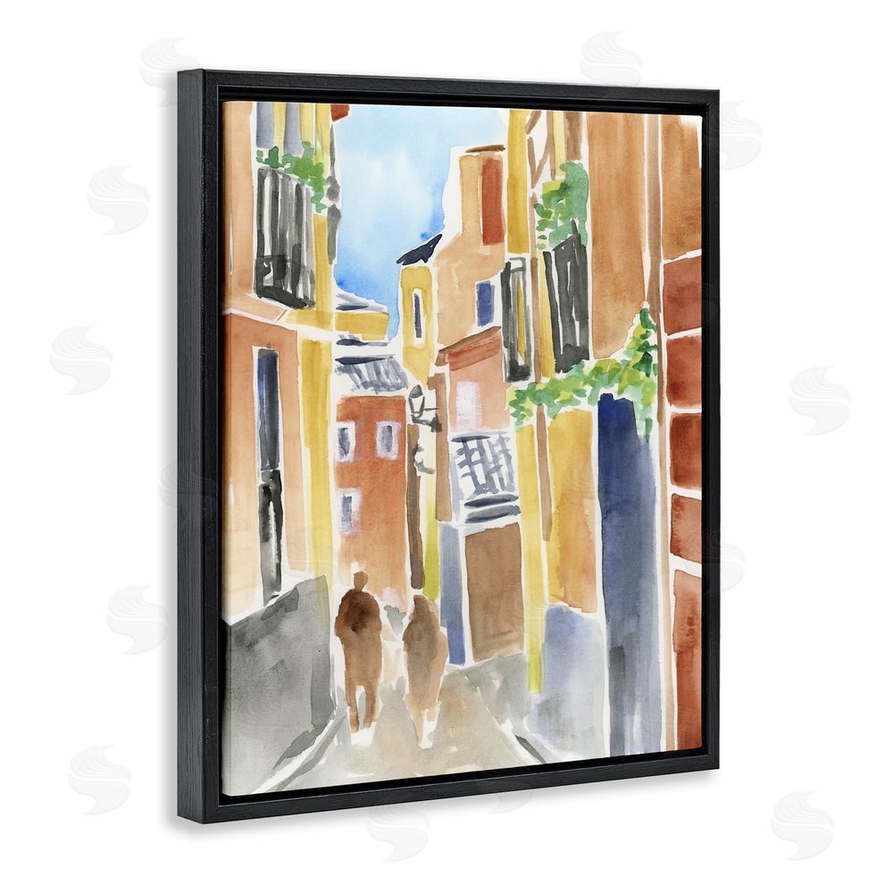 June Erica Vess Calles de Madrid Architecture Black Floating Frame Canvas Wall Art Print