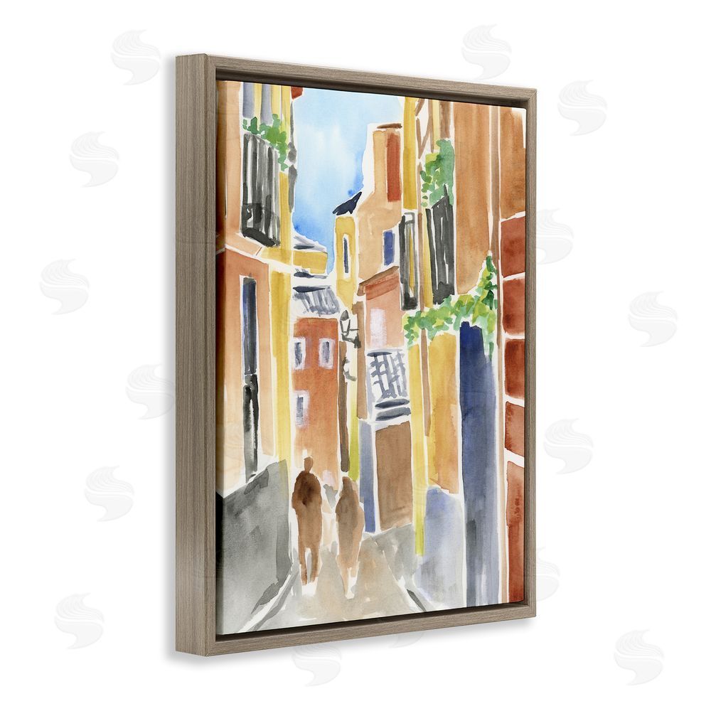 June Erica Vess Calles de Madrid Architecture Brown Floating Frame Canvas Wall Art Print