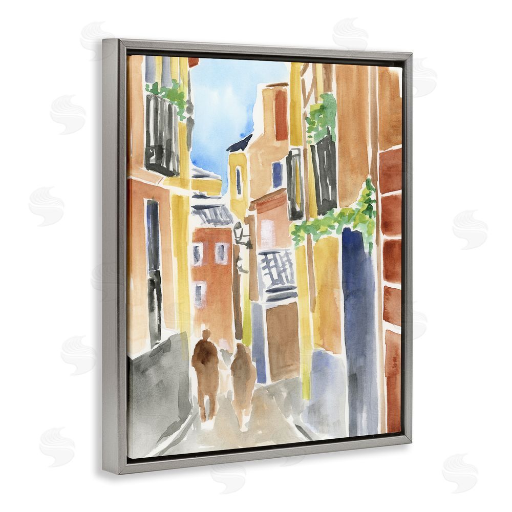 June Erica Vess Calles de Madrid Architecture Gray Floating Frame Canvas Wall Art Print