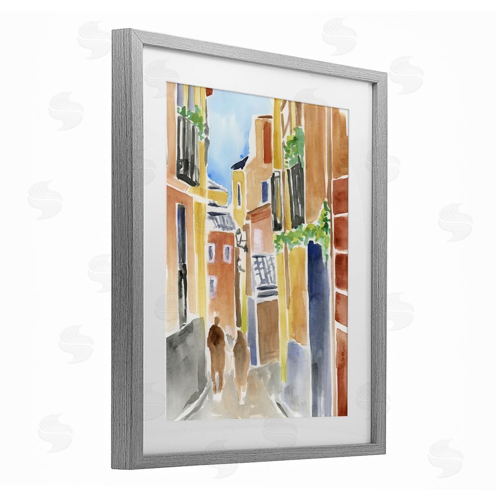 June Erica Vess Calles de Madrid Architecture Gray Framed Print Under Glass Wall Art