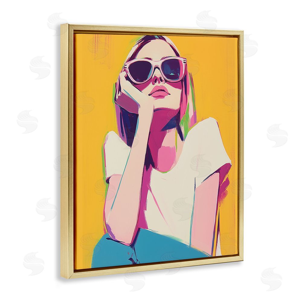 Walker Noble Chroma Shades Girl Gold Floating Frame Canvas Wall Art Print