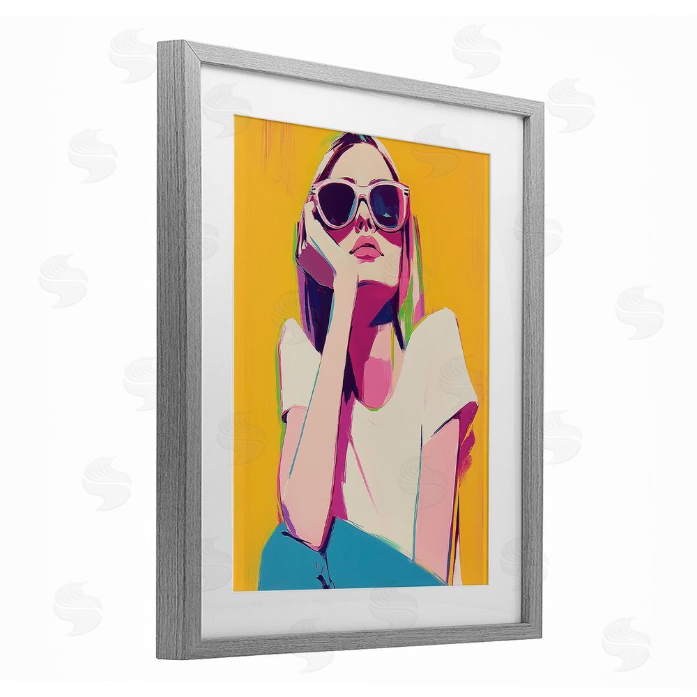 Walker Noble Chroma Shades Girl Gray Framed Print Under Glass Wall Art