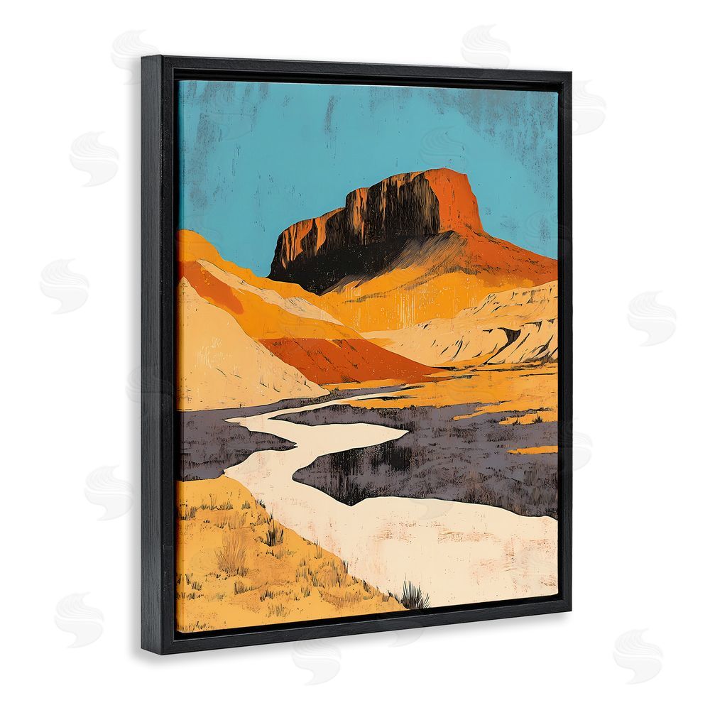Walker Noble Vintage Canyon Pass Black Floating Frame Canvas Wall Art Print