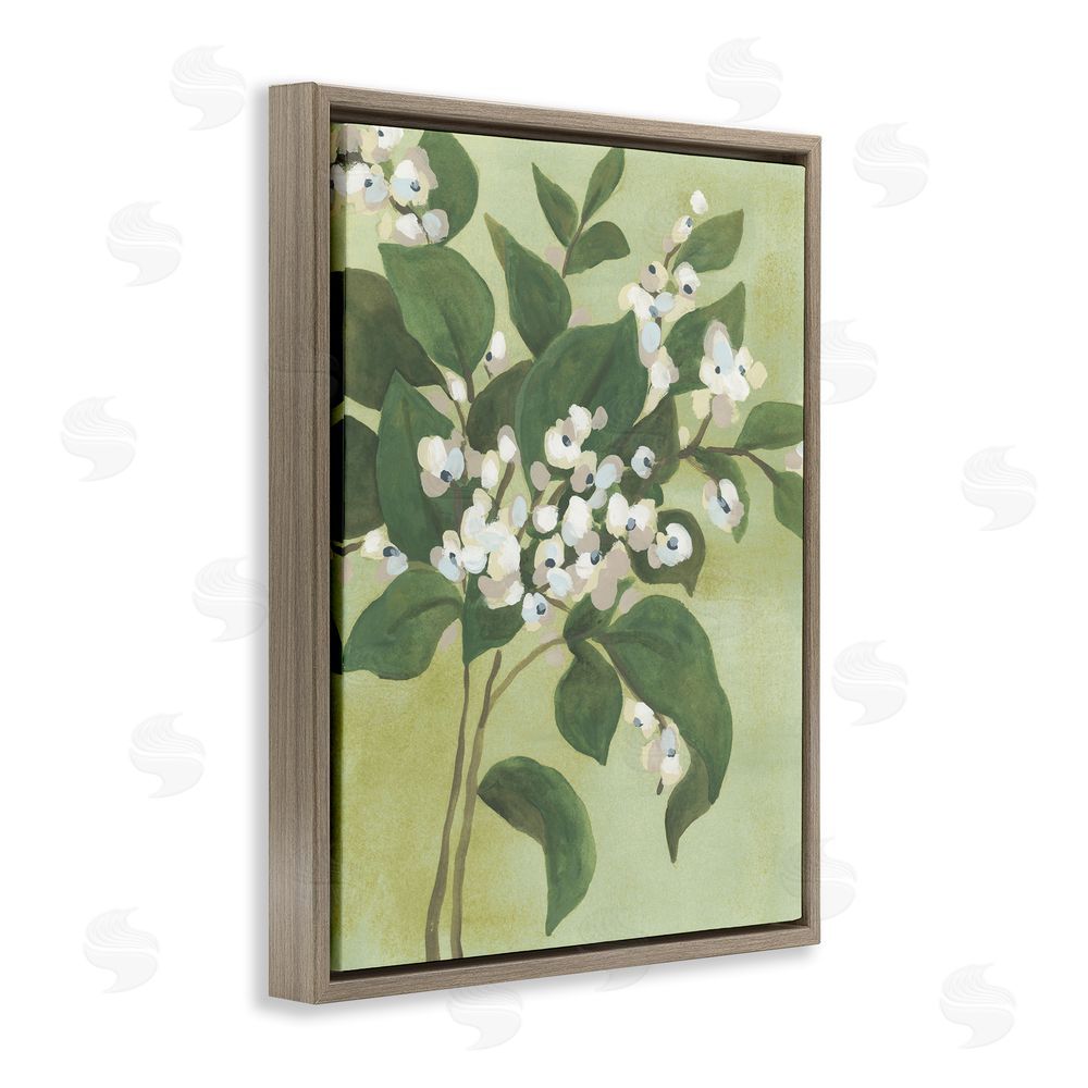June Erica Vess Verdant Branch Blossoms Brown Floating Frame Canvas Wall Art Print