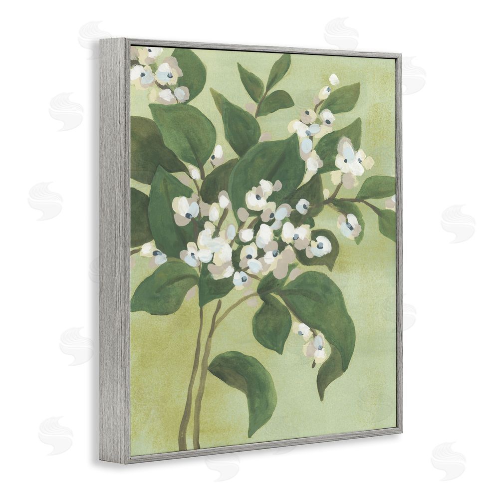 June Erica Vess Verdant Branch Blossoms Gray Framed Giclee Wall Art Print