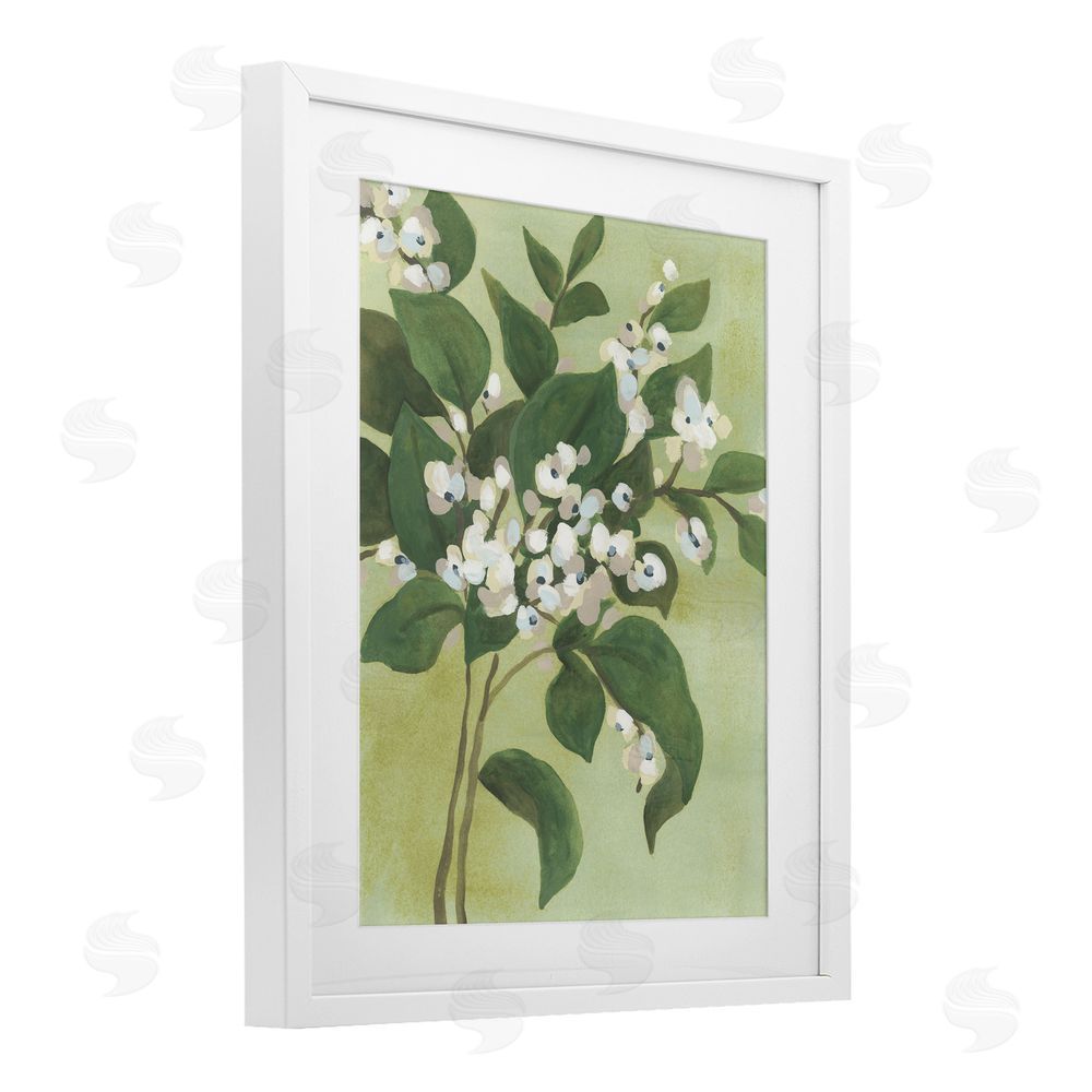 June Erica Vess Verdant Branch Blossoms White Framed Print Under Glass Wall Art