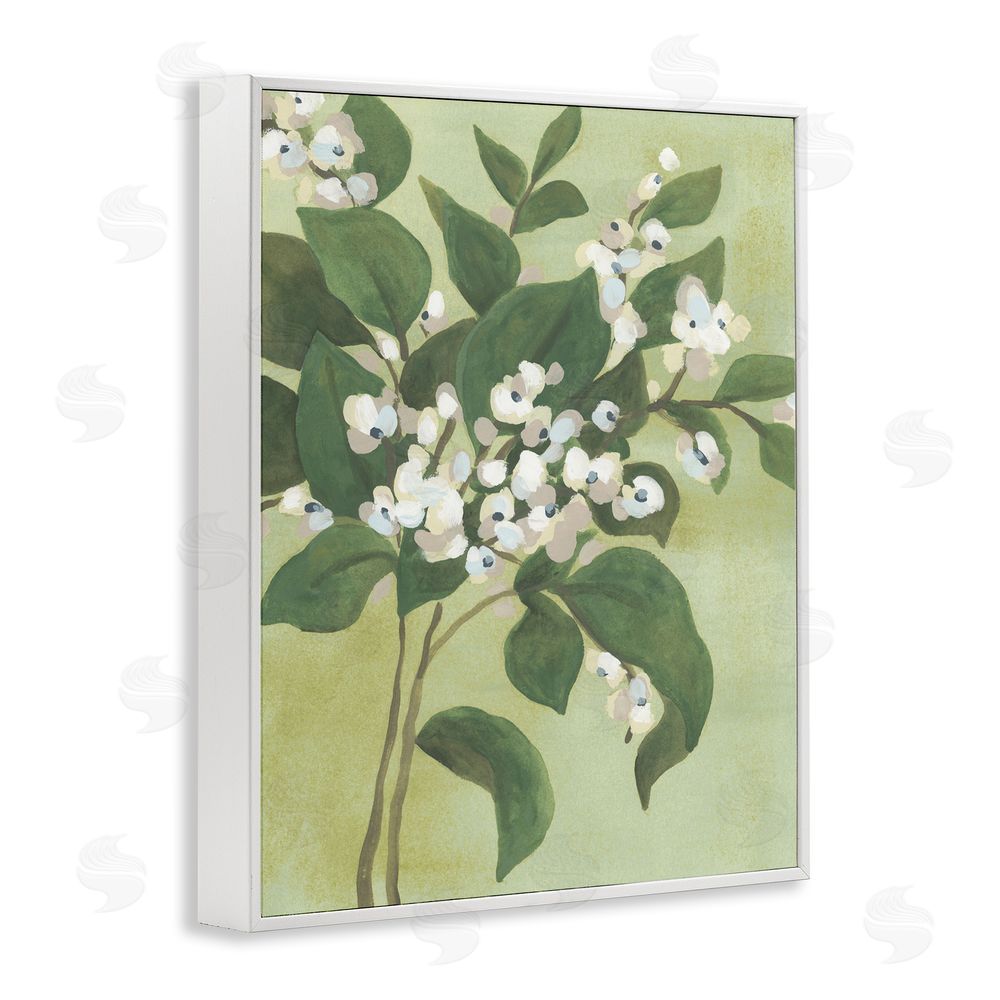 June Erica Vess Verdant Branch Blossoms White Framed Giclee Wall Art Print