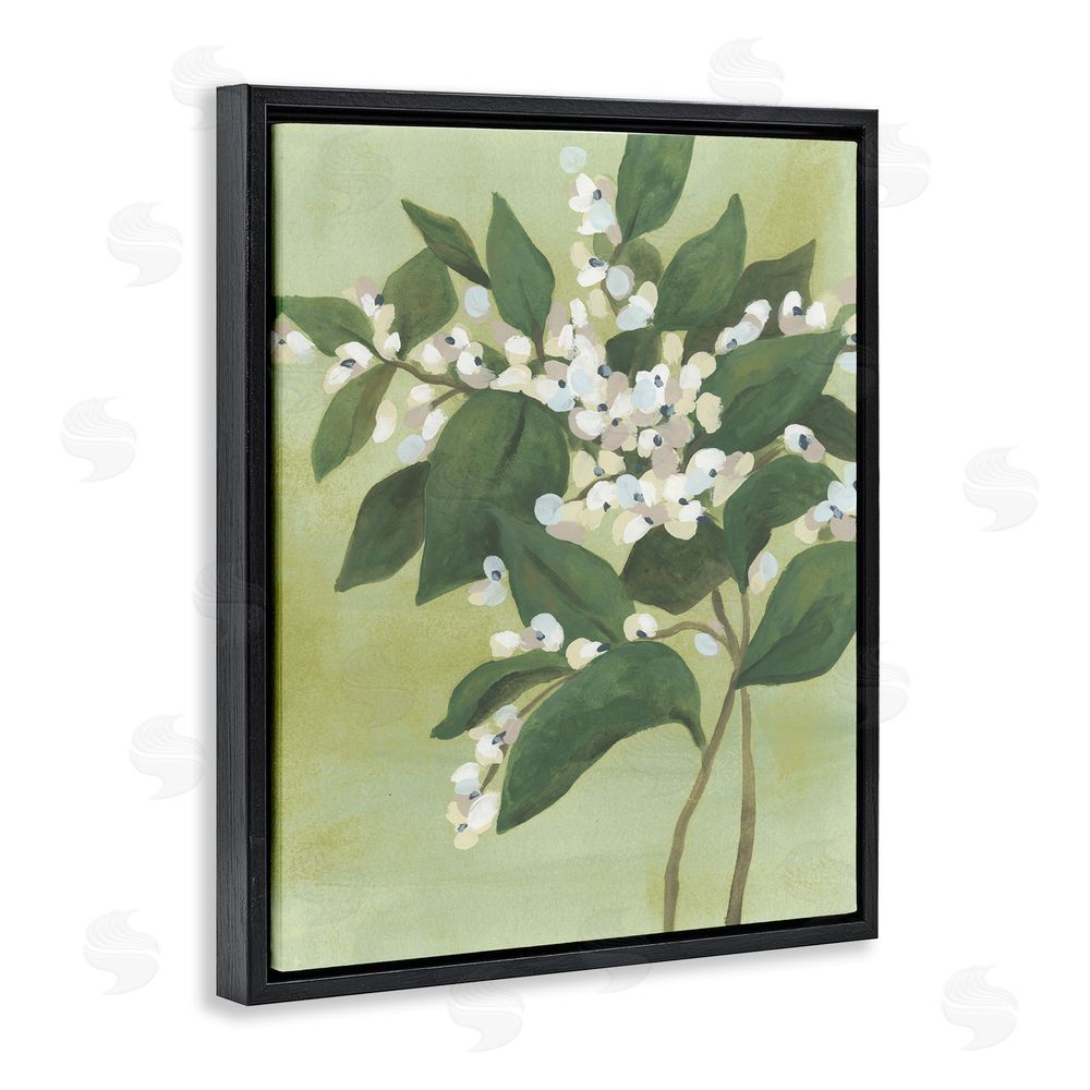 June Erica Vess Verdant Branch Bloom Black Floating Frame Canvas Wall Art Print
