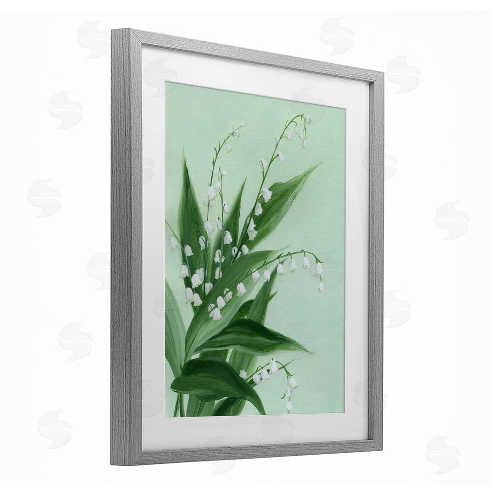Grace Popp Verdant Lily Of Valley Gray Framed Print Under Glass Wall Art