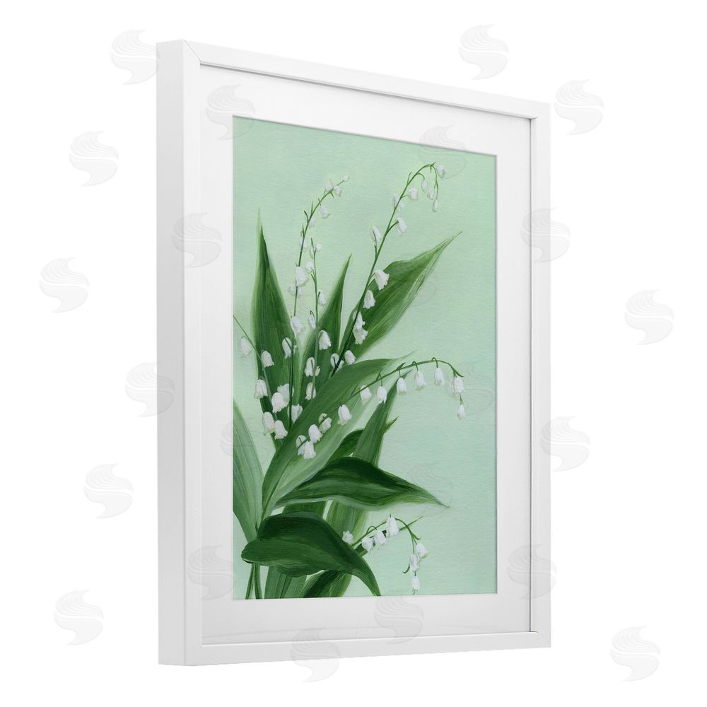 Grace Popp Verdant Lily Of Valley White Framed Print Under Glass Wall Art
