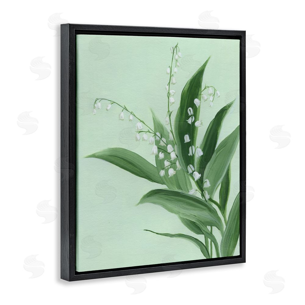 Grace Popp Gentle Lily of Valley Black Floating Frame Canvas Wall Art