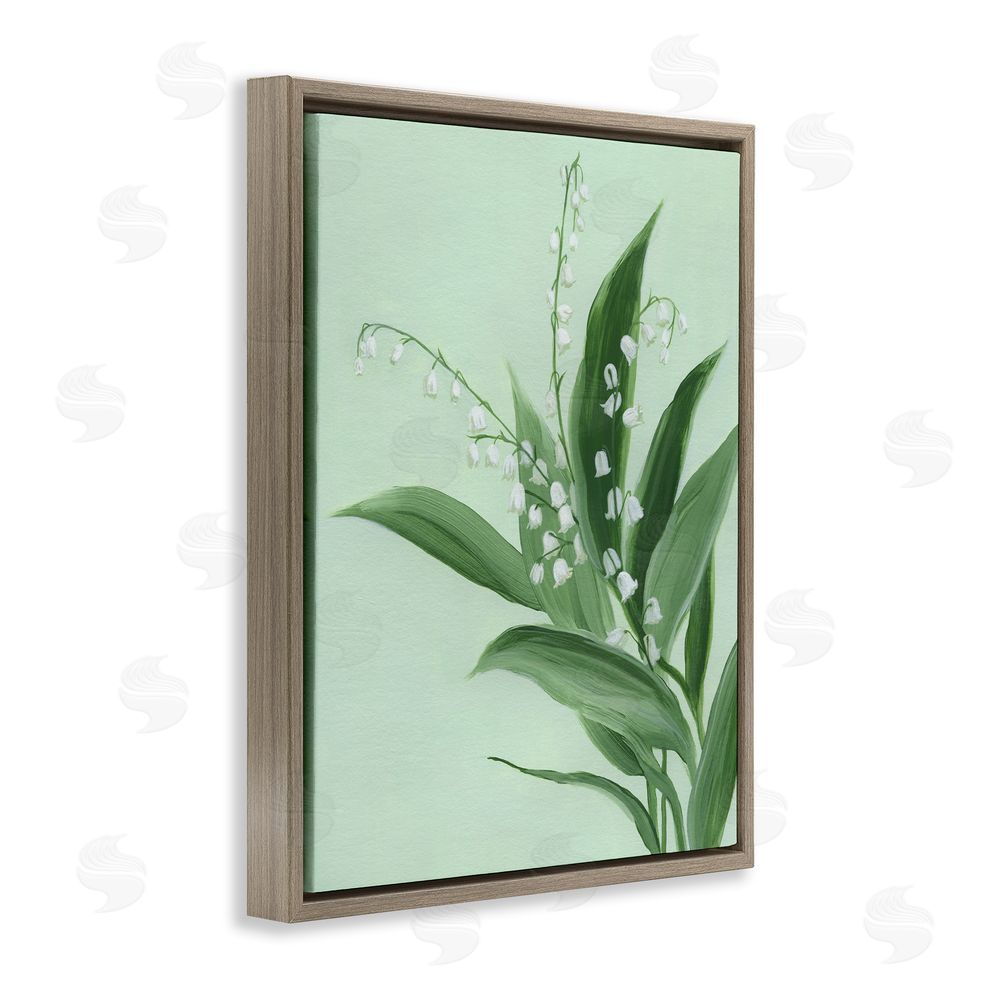 Grace Popp Gentle Lily of Valley Brown Floating Frame Canvas Wall Art
