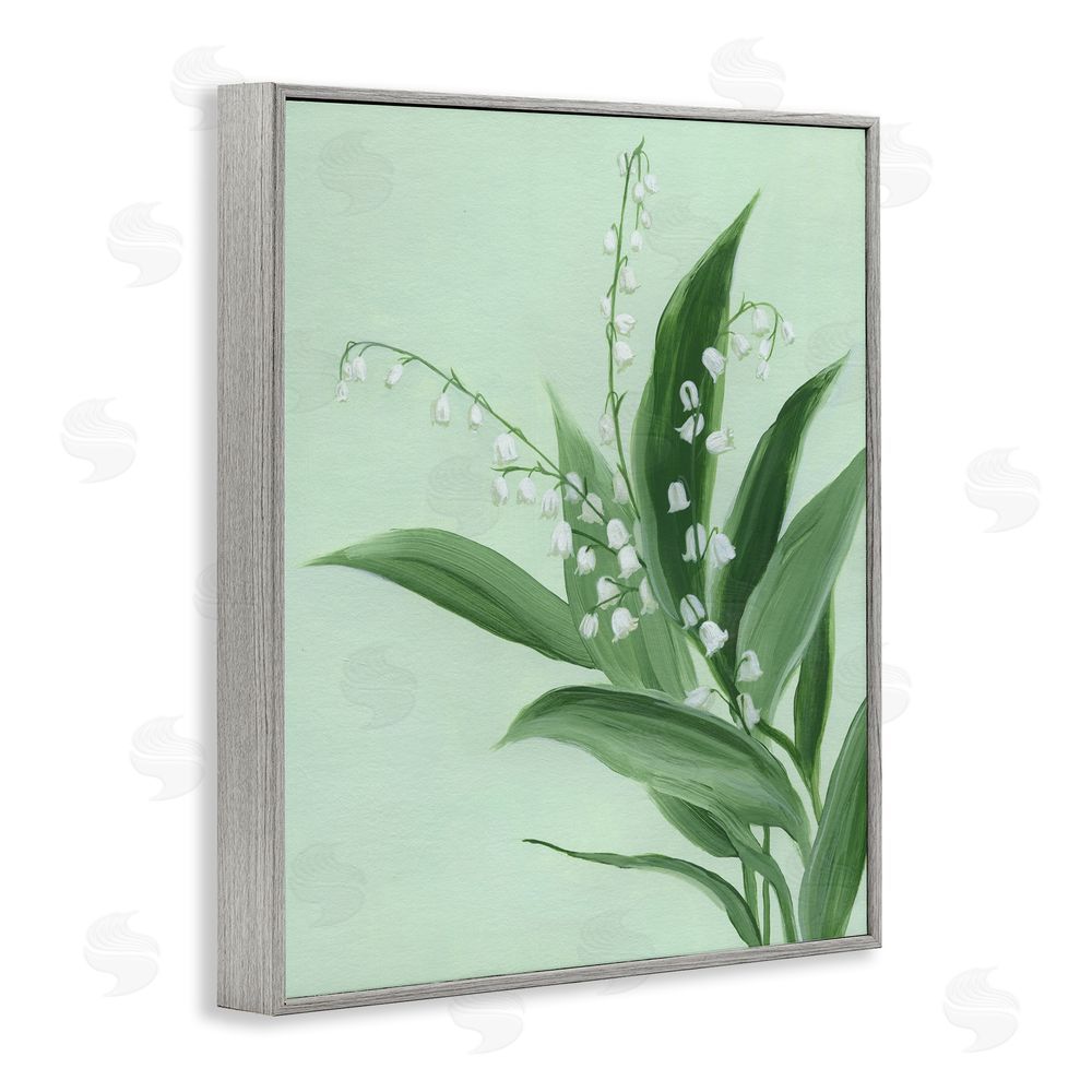 Grace Popp Gentle Lily of Valley Gray Framed Giclee Wall Art Print