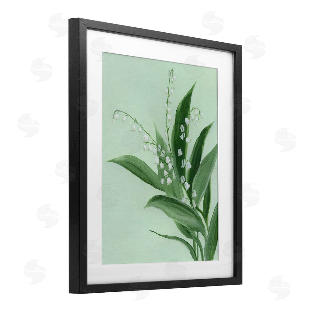 Grace Popp Gentle Lily of Valley Black Framed Print Under Glass with Mat Wall Art