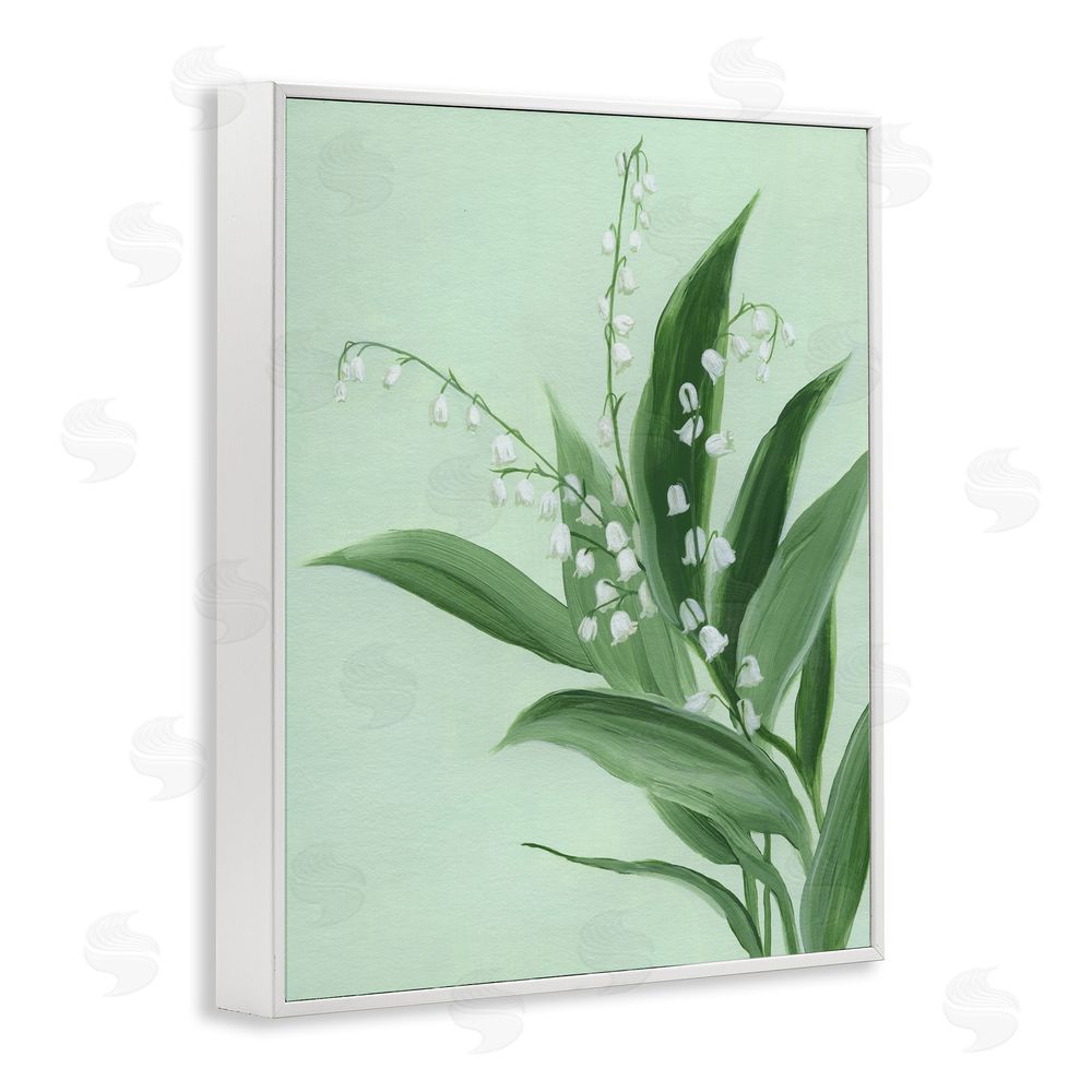 Grace Popp Gentle Lily of Valley White Framed Giclee Wall Art Print