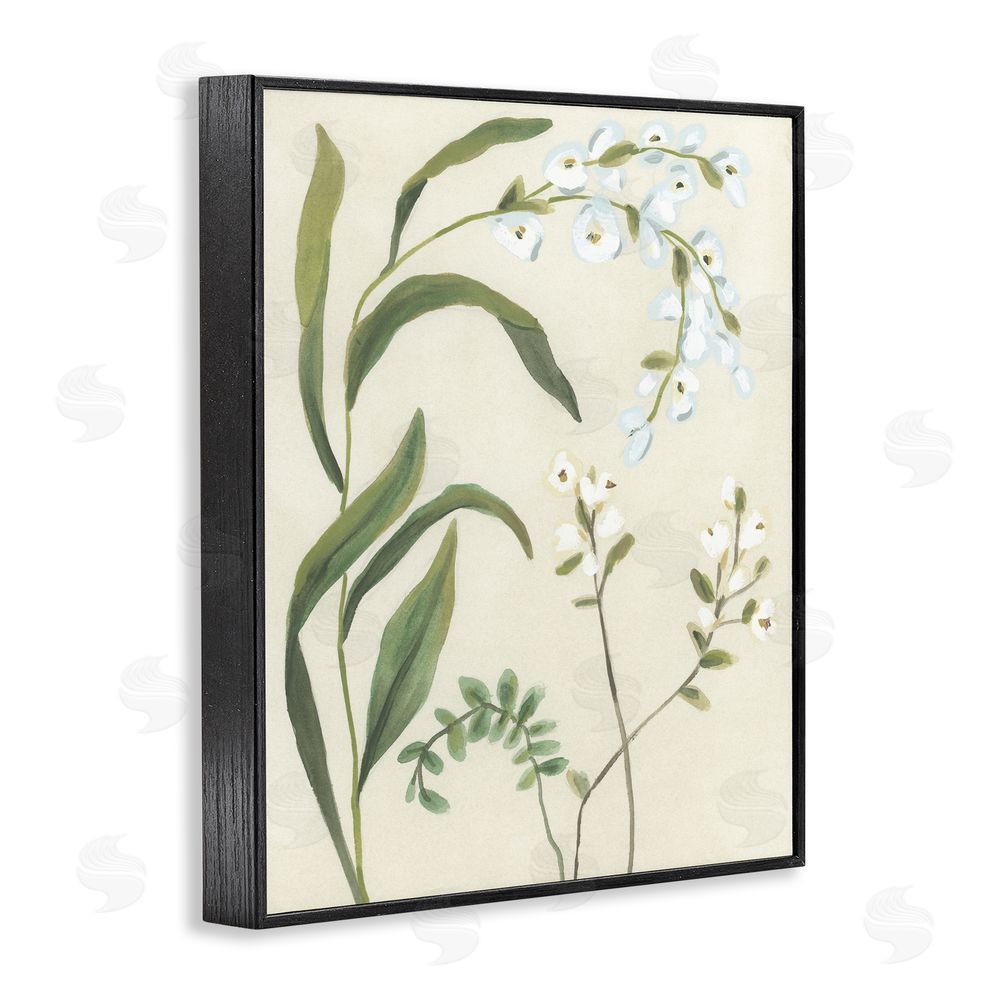 June Erica Vess Soft Snowdrop Stems Black Framed Giclee Wall Art Print
