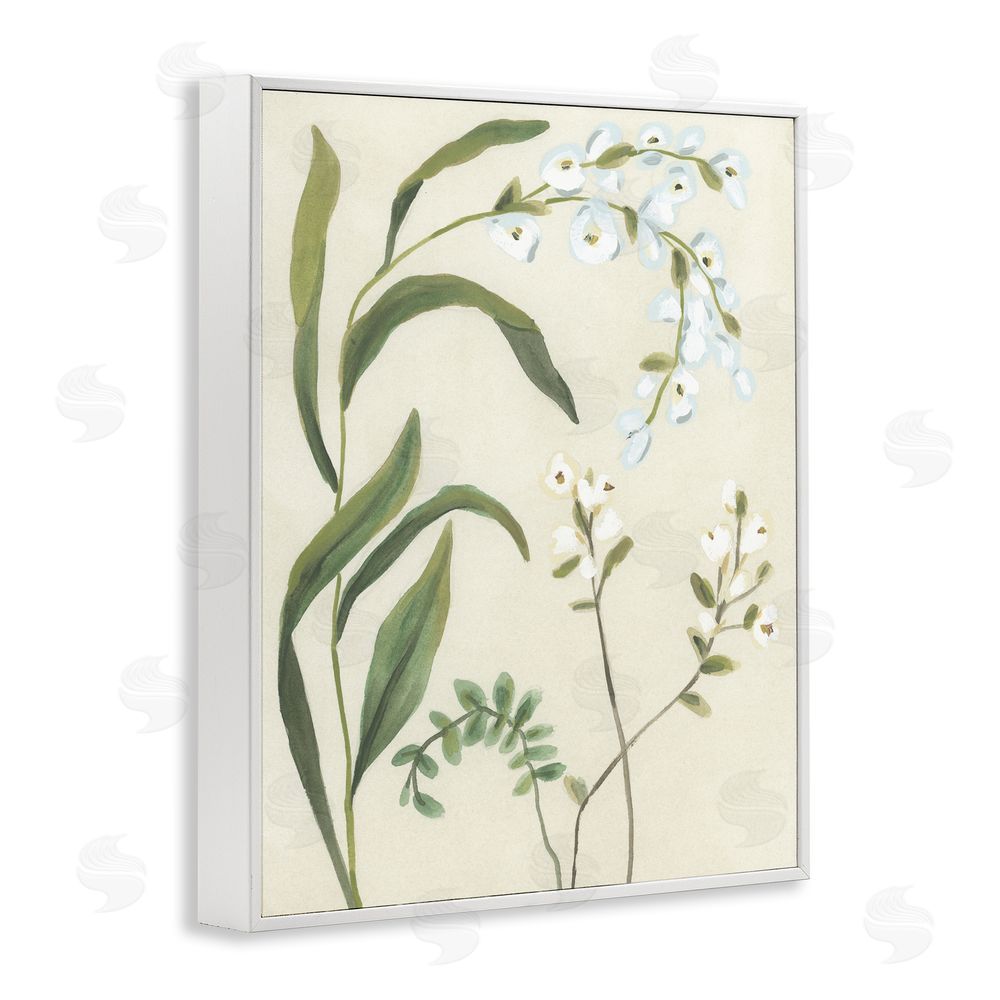 June Erica Vess Soft Snowdrop Stems White Framed Giclee Wall Art Print