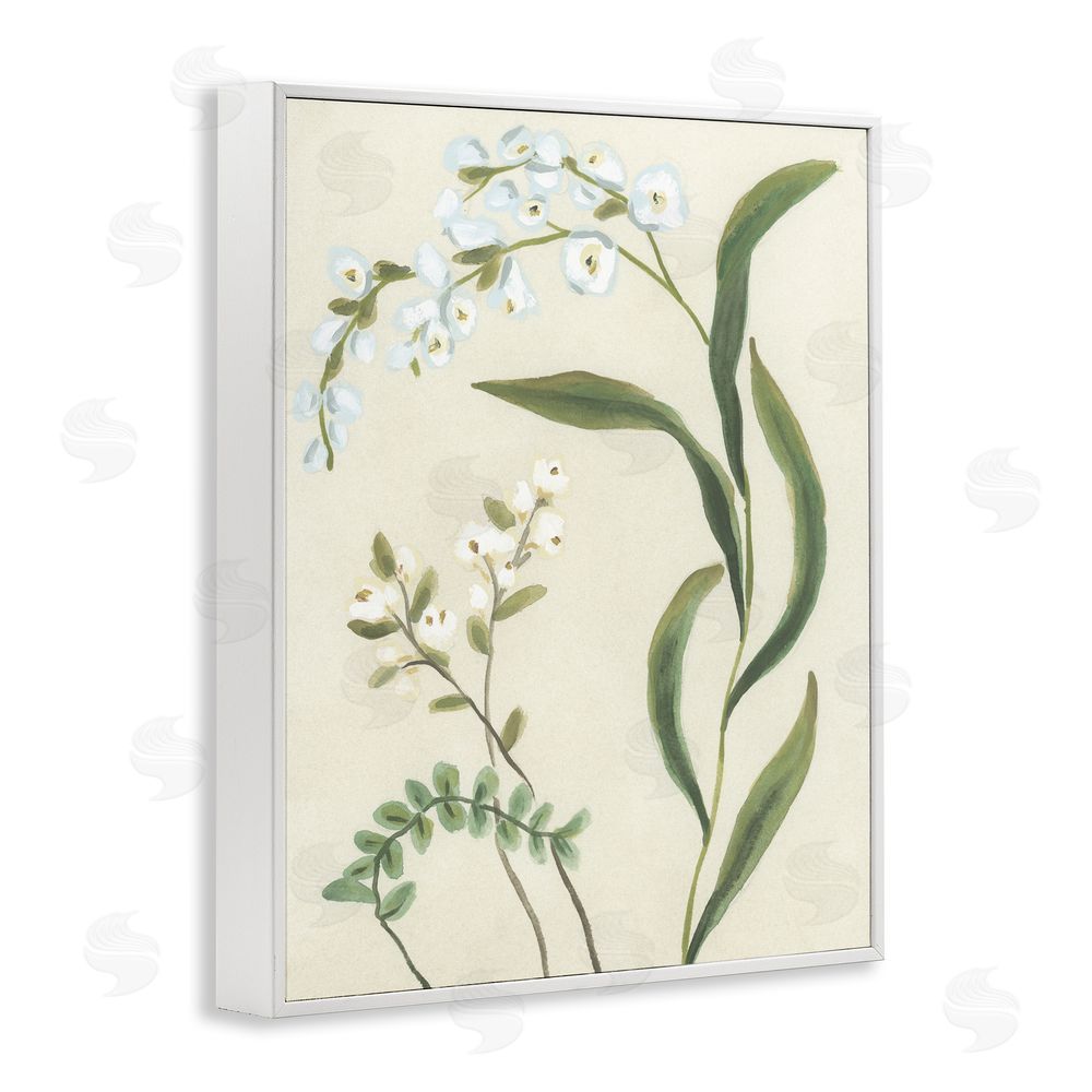 June Erica Vess Neutral Snowdrop Stems White Framed Giclee Wall Art Print