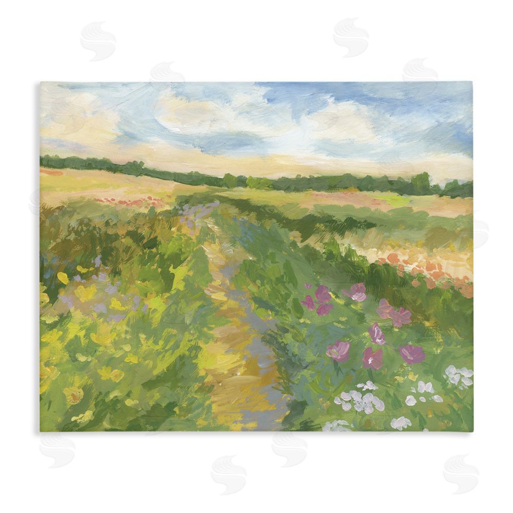 Victoria Barnes Windswept Flower Field Stretched Canvas Wall Art Print