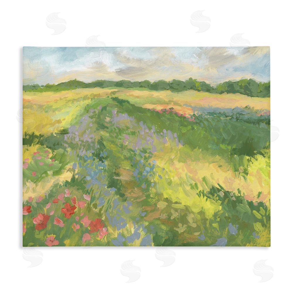 Victoria Barnes Windswept Flower Meadow Stretched Canvas Wall Art Print
