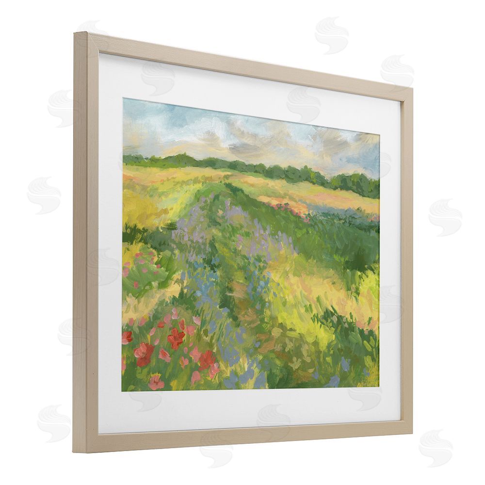 Victoria Barnes Windswept Flower Meadow Brown Framed Print Under Glass Wall Art