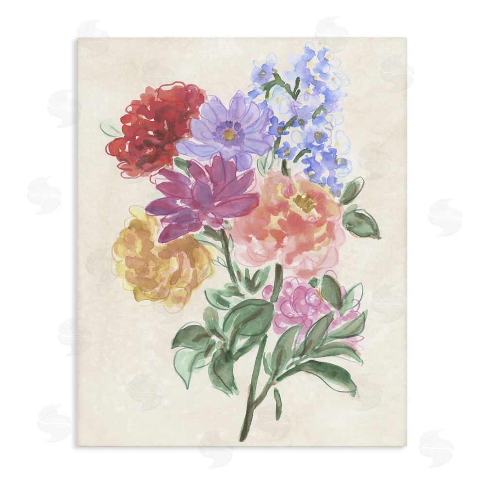 June Erica Vess Blooms On Parchment Stretched Canvas Wall Art Print