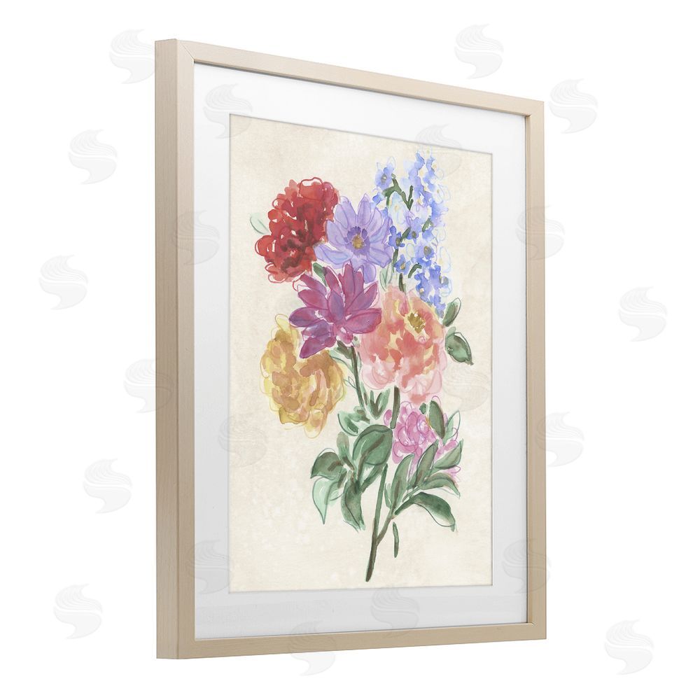 June Erica Vess Blooms On Parchment Birch Framed Print Under Glass Wall Art