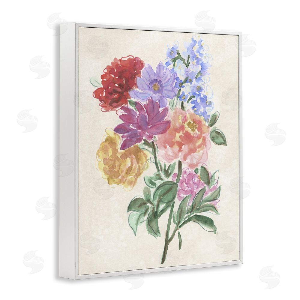 June Erica Vess Blooms On Parchment White Framed Giclee Wall Art Print