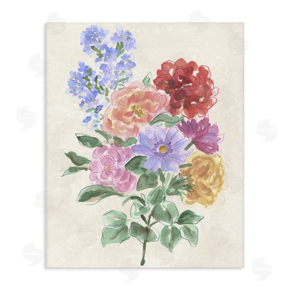 June Erica Vess Mixed Blooms on Parchment Stretched Canvas Wall Art