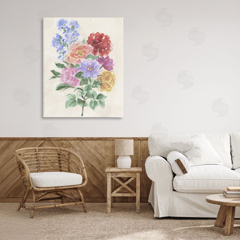 June Erica Vess Mixed Blooms on Parchment Stretched Canvas Wall Art in Room