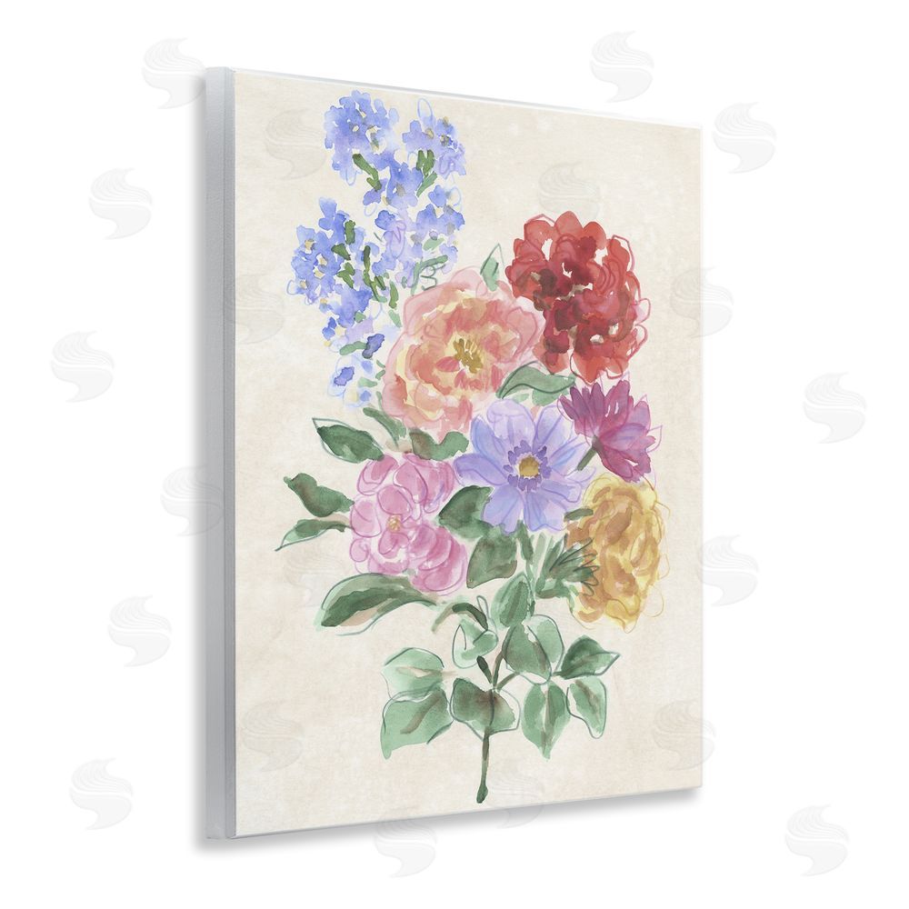 June Erica Vess Mixed Blooms on Parchment Wooden Wall Plaque Art Print