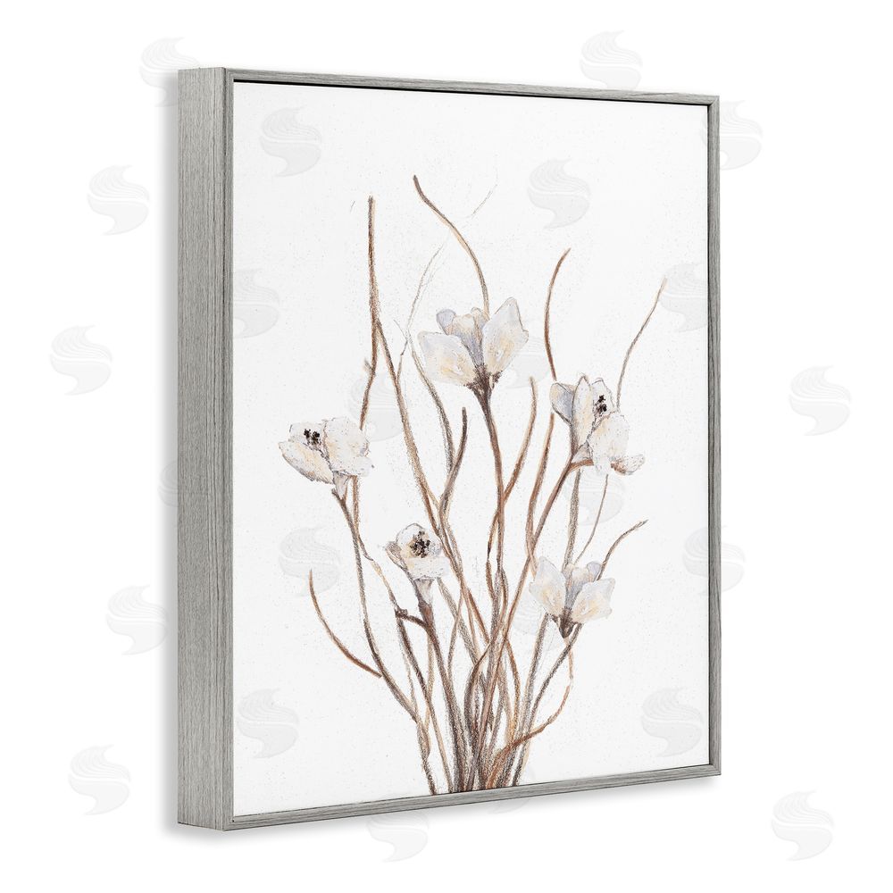 Sundance Graphics Curly Floral Branches Gray Framed Giclee Wall Art Print