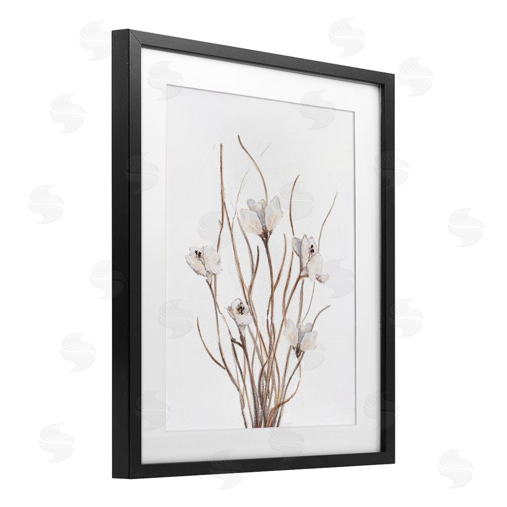 Sundance Graphics Curly Floral Branches Black Framed Print Under Glass Wall Art