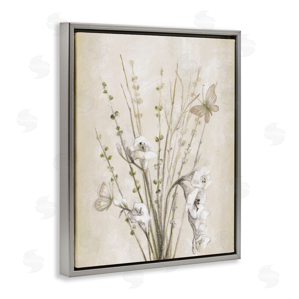 Sundance Graphics Fresia & Date Branch Gray Floating Frame Canvas Wall Art Print
