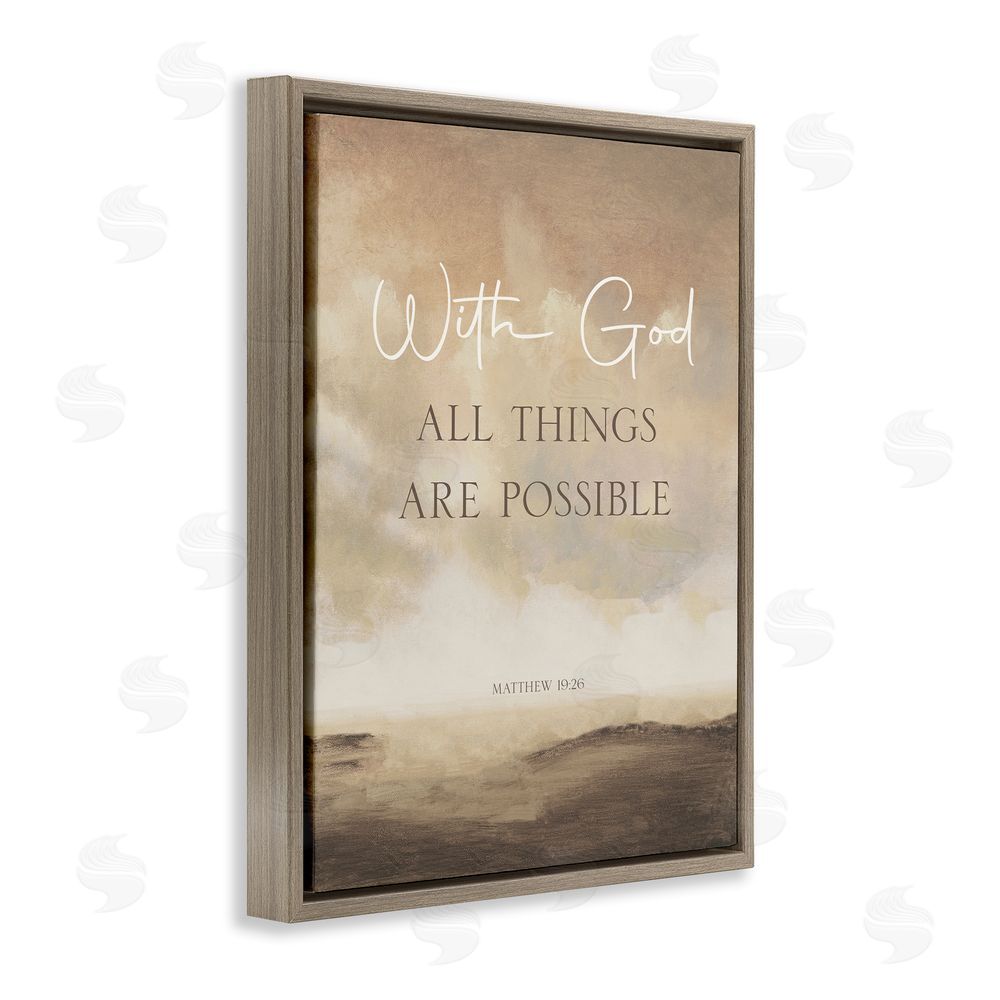 Sundance Graphics With God Matthew Proverb Brown Floating Frame Canvas Wall Art Print