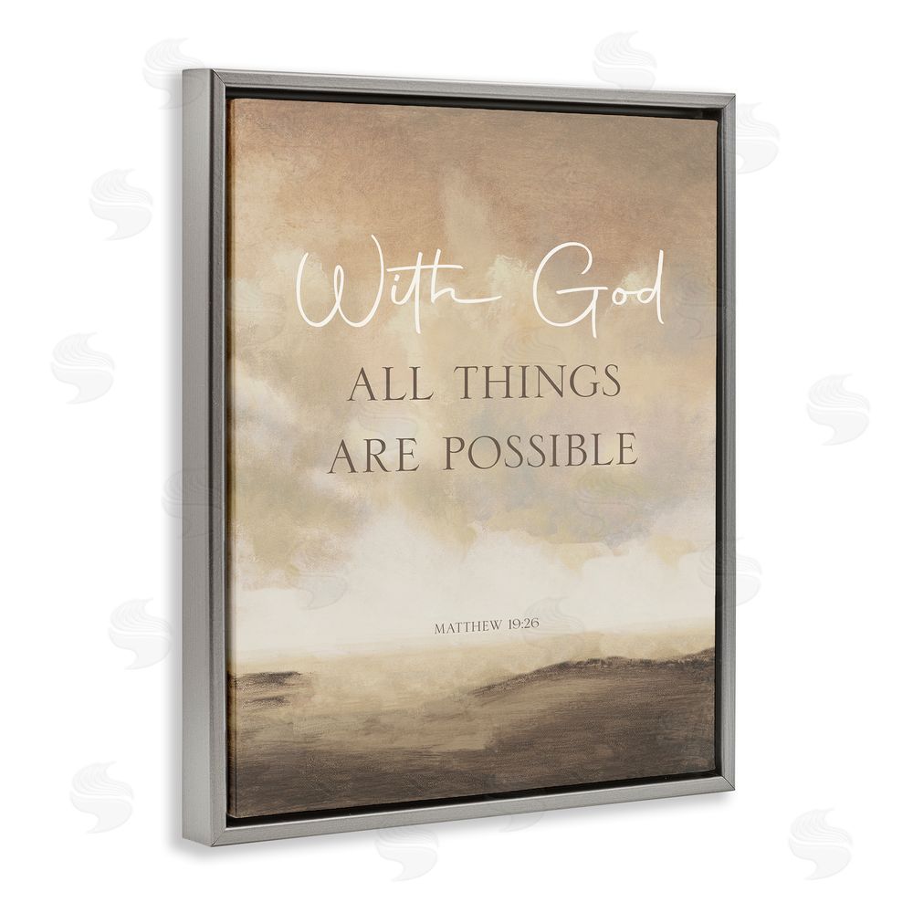 Sundance Graphics With God Matthew Proverb Gray Floating Frame Canvas Wall Art Print