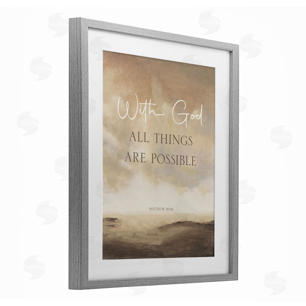Sundance Graphics With God Matthew Proverb Gray Framed Print Under Glass Wall Art