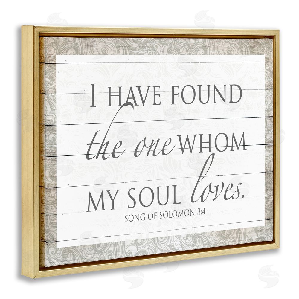 Sundance Graphics The One Whom My Soul Loves Gold Floating Frame Canvas Wall Art Print