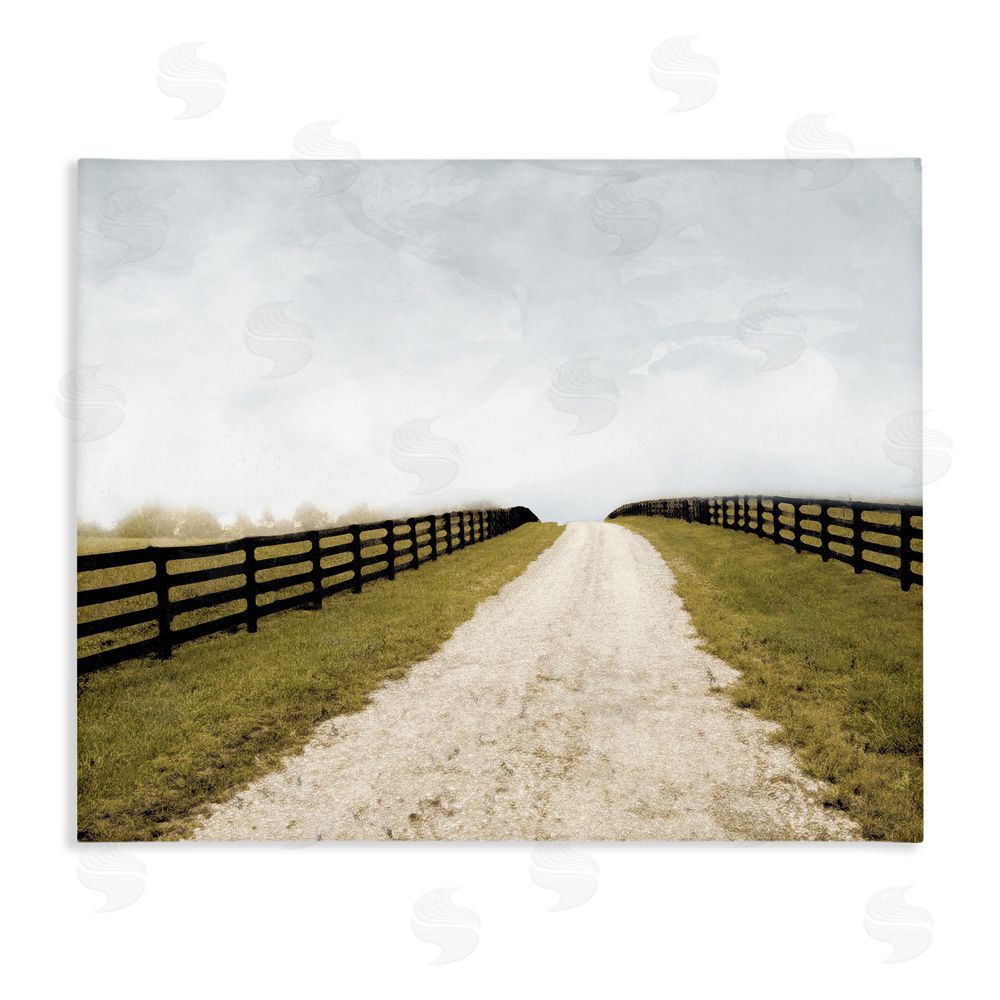 Sundance Graphics Fenced Countryside Lane Canvas Wall Art Print