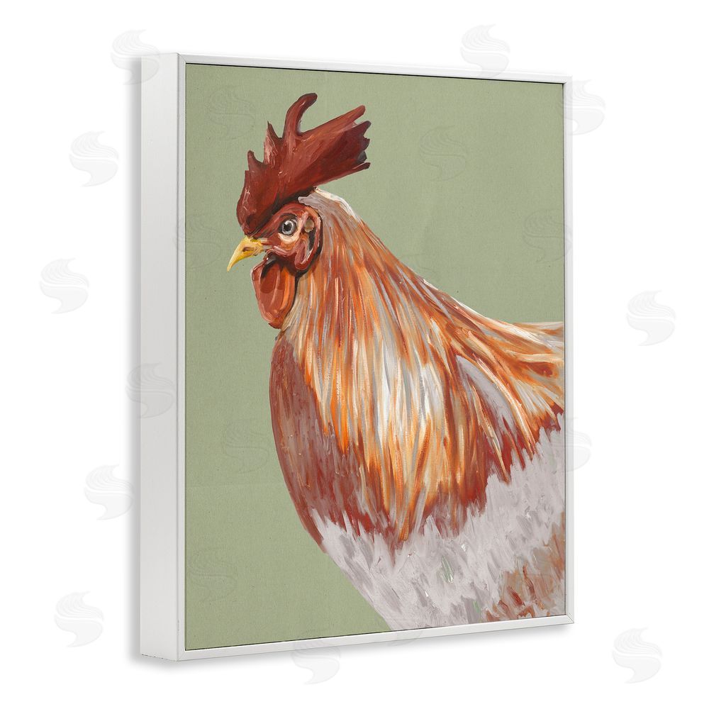 Sundance Graphics Gallant Rooster Portrait White Framed Giclee Wall Art Print