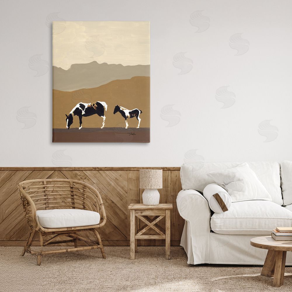 Sundance Graphics Modern Mountains Horses Canvas Wall Art Print in Room