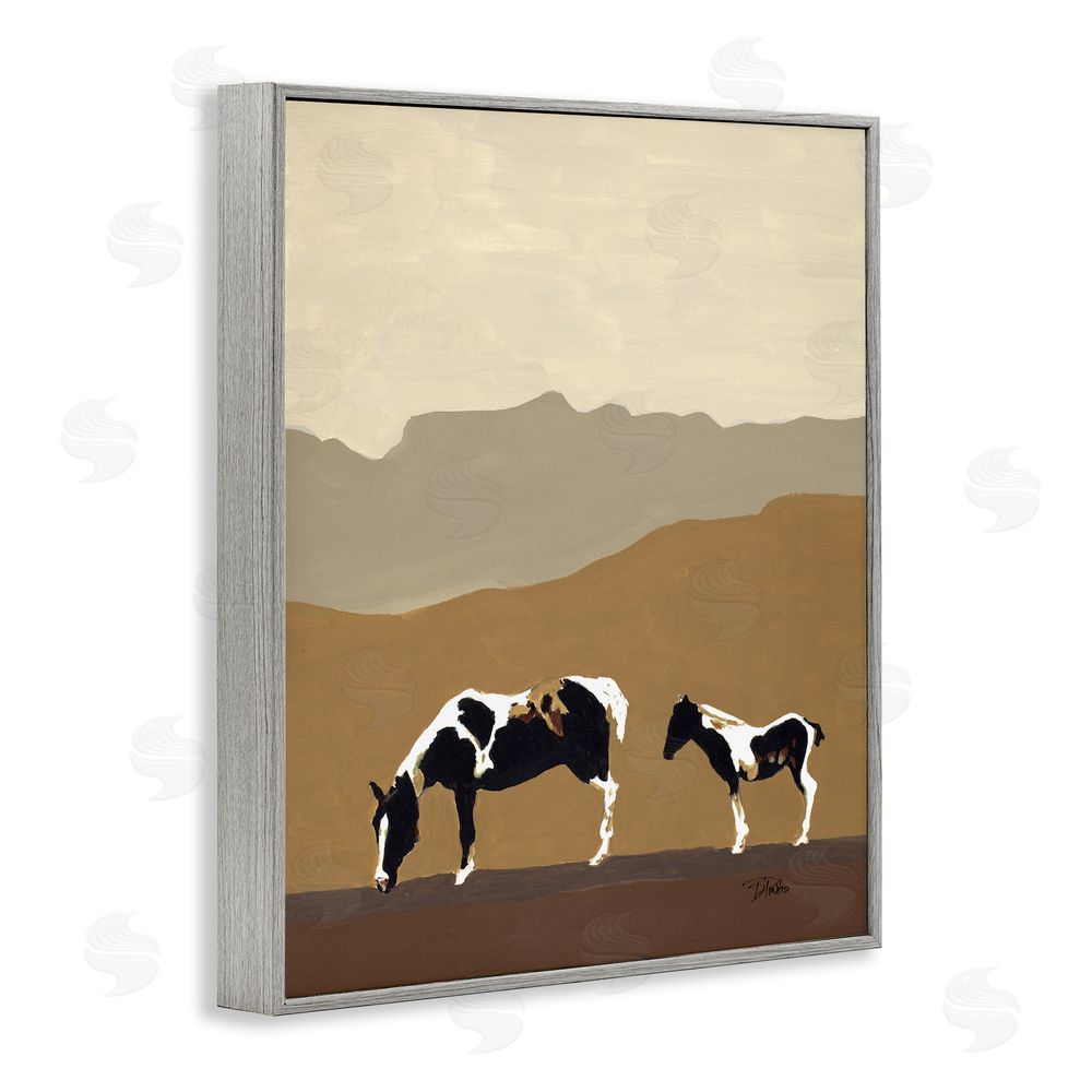 Sundance Graphics Modern Mountains Horses Gray Framed Giclee Wall Art Print
