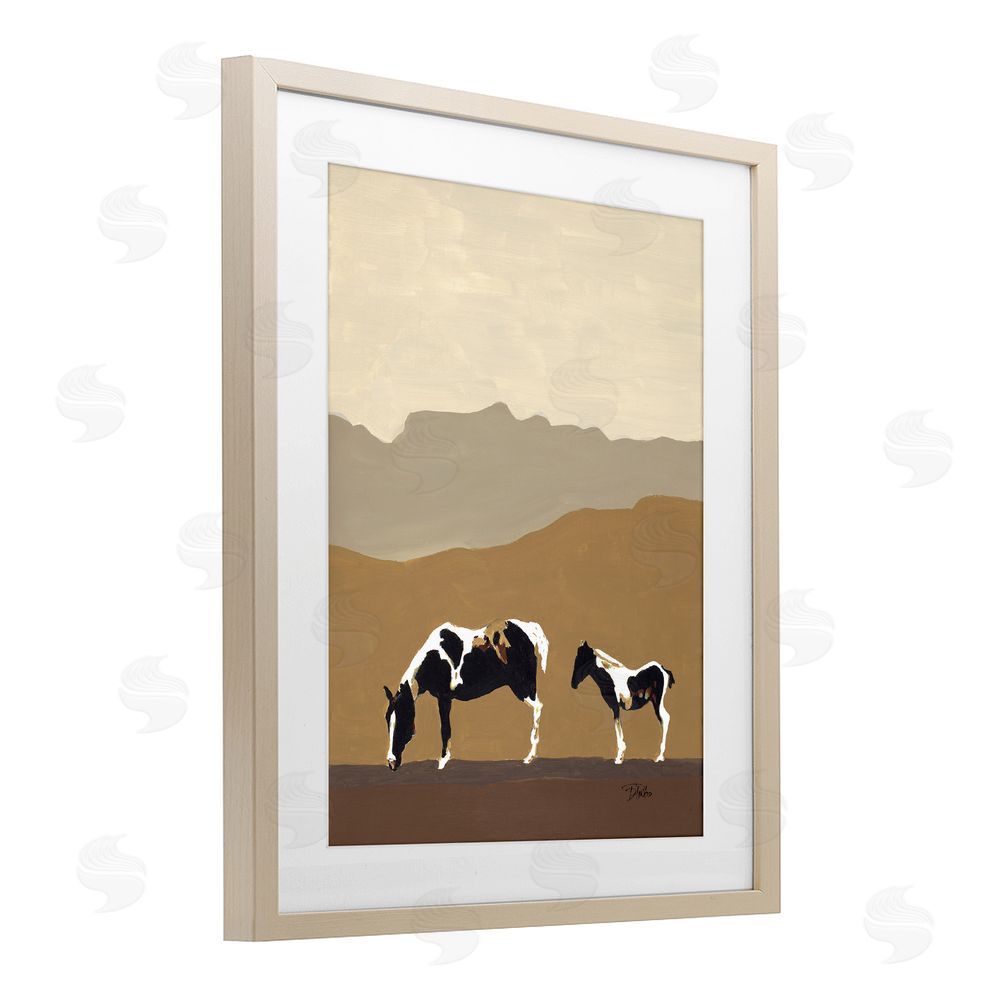 Sundance Graphics Modern Mountains Horses Birch Framed Print Under Glass Wall Art