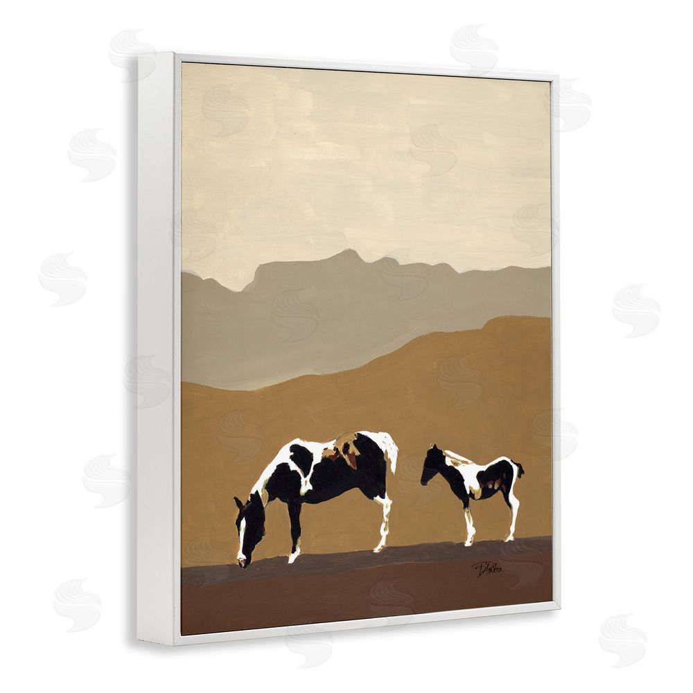 Sundance Graphics Modern Mountains Horses White Framed Giclee Wall Art Print