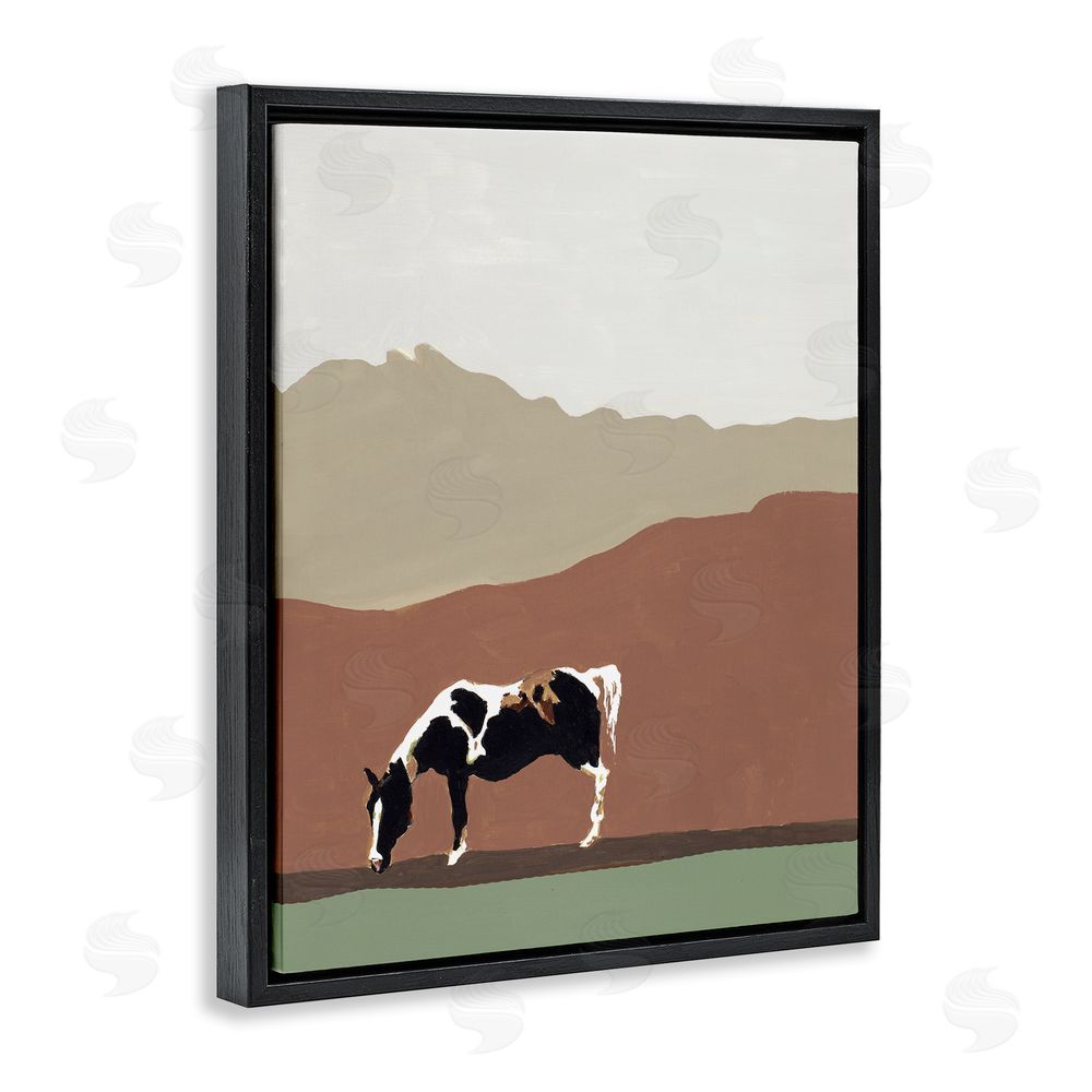 Sundance Graphics Modern Mountains Horse Black Floating Frame Canvas Wall Art Print