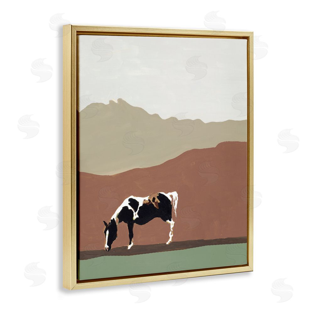 Sundance Graphics Modern Mountains Horse Gold Floating Frame Canvas Wall Art Print