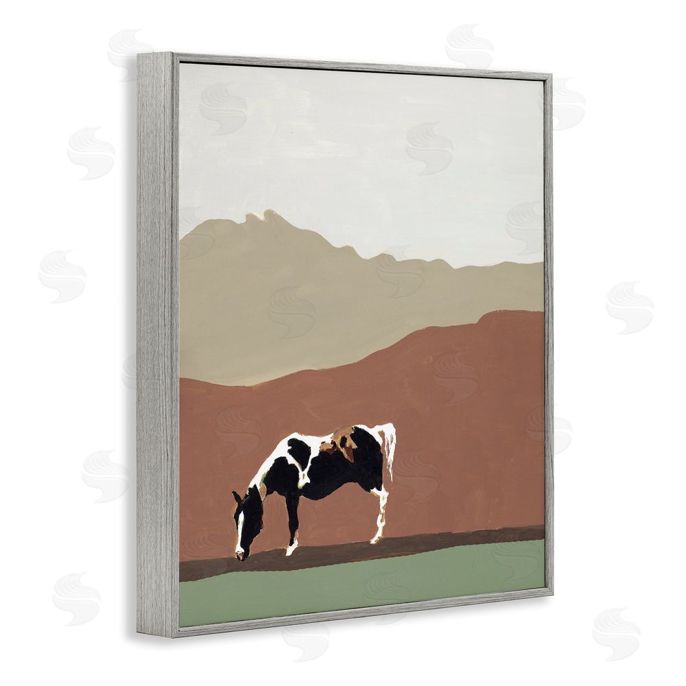 Sundance Graphics Modern Mountains Horse Gray Framed Giclee Wall Art Print