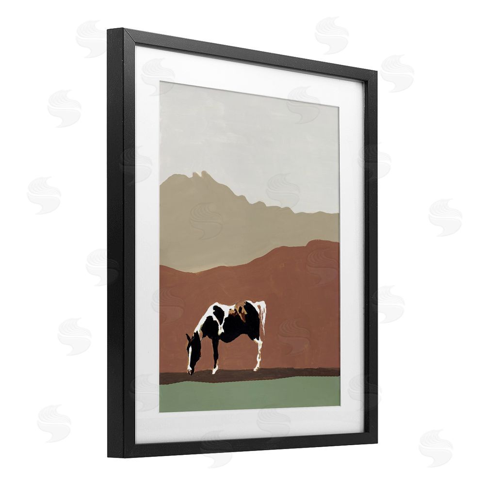Sundance Graphics Modern Mountains Horse Black Framed Print Under Glass Wall Art
