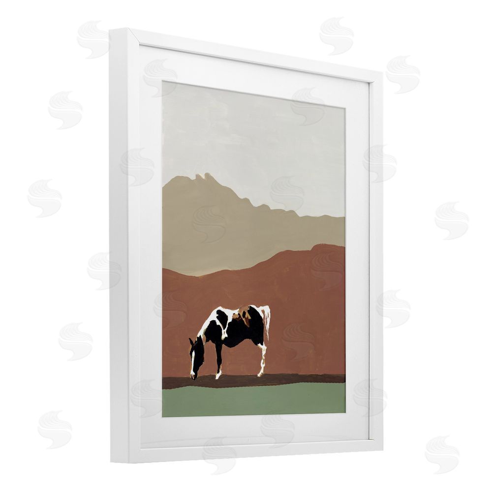 Sundance Graphics Modern Mountains Horse White Framed Print Under Glass Wall Art