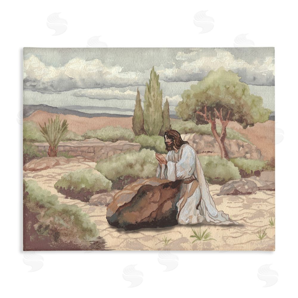 Sundance Graphics Jesus Praying Countryside Canvas Wall Art Print